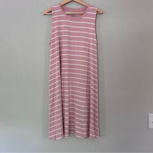 🦋 Time and Tru Pink and White Striped Sleeveless Dress Stretch Summer Casual